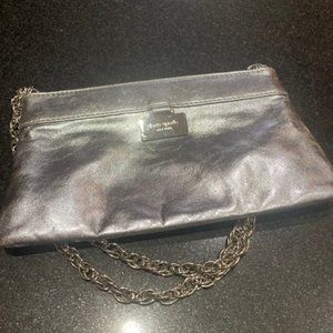 Kate Spade Silver Leather Evening Bag, 5" x 9"